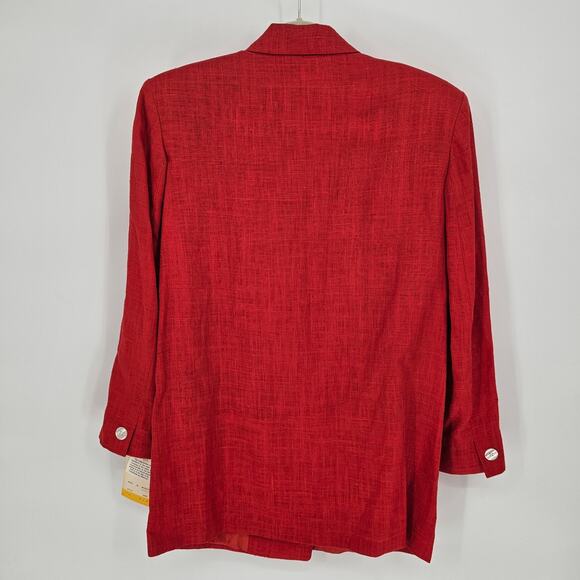 Vintage Deadstock International Scene Red Pure Linen Double Breasted Blazer NWT - Picture 2 of 6